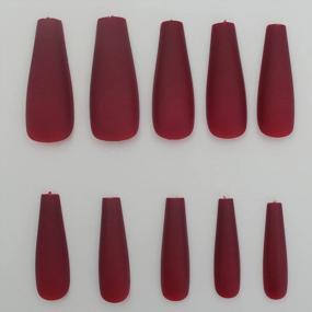 img 3 attached to Burgundy Matte Coffin Press On Nails - 100Pc Set For Elegant Manicure