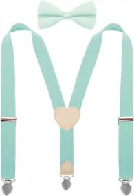 img 3 attached to Шикарный комплект подтяжек и галстука-бабочки для мальчиков YJDS с Y-образными зажимами в форме сердца