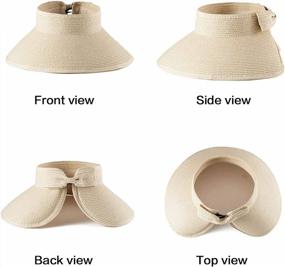 img 1 attached to Foldable Sun Visors For Women - Beach Hat Wide Brim Sun Hat Roll Up Straw Hat