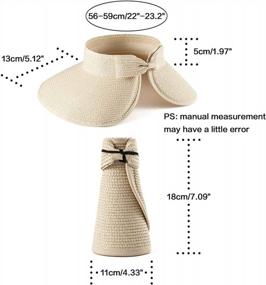 img 2 attached to Foldable Sun Visors For Women - Beach Hat Wide Brim Sun Hat Roll Up Straw Hat