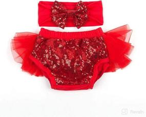 img 3 attached to 👶 Cute and Comfortable Slowera Baby Girls 2PCS Cotton Tulle Sequins Diaper Cover Bloomers and Headband - A Perfect Set for Style and Comfort!