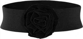 img 4 attached to MUXXN Women'S Vintage Flower Wide Elastic Cinch Belt - Perfect For Dresses!