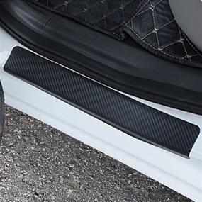 img 3 attached to 🚗 Custom Bling Carbon Fiber Car Door Sill Stickers - MVJAA Reflective Decal, Universal Welcome Pedal Threshold Sticker, Carbon Fiber Vinyl (Black)