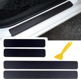 img 4 attached to 🚗 Custom Bling Carbon Fiber Car Door Sill Stickers - MVJAA Reflective Decal, Universal Welcome Pedal Threshold Sticker, Carbon Fiber Vinyl (Black)