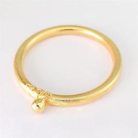 img 1 attached to 🔔 103Wicuas Set of 2 Yellow Gold-Plated Bracelet Bangles with Bell Pendants for Girls, Children, and Women