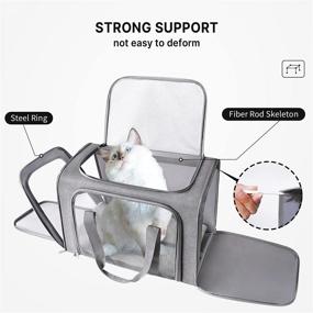 img 3 attached to LIOOPET Airline Approved Cat Carrier: 20 Inch, Grey - Soft Sided Cat Travel Carrier for Large Cats, Portable Small Pet Carrier for Puppy Small Dogs