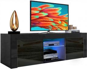 img 4 attached to Goujxcy TV Stand For 60 Inch TVs, Entertainment Center With LED Lights 20 Color Effect, Living Room Console Table With Storage Cabinet And Open Shelve