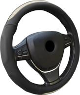 🔥 andalus microfiber steering wheel cover - universal 15" car accessory for honda, ford, toyota, nissan & more - designed for men and women - black beige logo