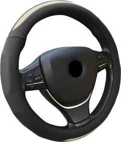 img 4 attached to 🔥 ANDALUS Microfiber Steering Wheel Cover - Universal 15" Car Accessory for Honda, Ford, Toyota, Nissan & More - Designed for Men and Women - Black Beige