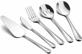 img 2 attached to HaWare 5-Piece Silverware Serving Set - Elegant Stainless Steel Cutlery For Weddings And Parties