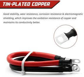 img 2 attached to 🔌 High-Quality 4 AWG Red + Black Pure Copper Battery Inverter Cables (2PCS, 1 ft) - Solar, Auto, Marine Car, Boat - With 3/8 in. Lugs Both Ends