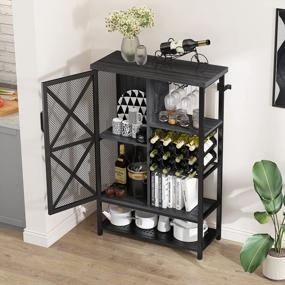 img 1 attached to Industrial Style Liquor Cabinet With Wine Rack And Metal Door - Perfect For Coffee Bars And Home Bars