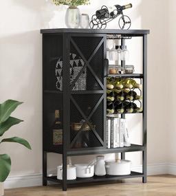 img 2 attached to Industrial Style Liquor Cabinet With Wine Rack And Metal Door - Perfect For Coffee Bars And Home Bars