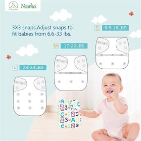 img 2 attached to 👶 10-Pack Baby Cloth Diapers with Adjustable Fit | Washable & Reusable Cloth Pocket Diapers | Includes 5 Bamboo Inserts | Cute Baby Design