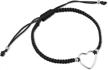 chuvora 925 sterling silver open heart love charm black polyester drawstring wrap bracelet, 6-9 logo