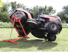 img 2 attached to 🌿 VOUNOT Telescopic Lawn Mower Jack Lift for Garden Tractors, Weight Capacity 400kg, Red - Ultimate Maintenance Solution