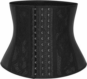 img 4 attached to Latex Waist Trainer Corset With Zipper For Women - Slimming Tummy Control And Body Contouring (Black, Size S)