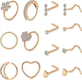 img 4 attached to Discover Stylish And Hypoallergenic Nose Piercing Jewelry With MODRSA 20G Nose Rings In Silver, Rose Gold, Black And Rainbow Colors
