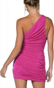 img 3 attached to LYANER Sexy One-Shoulder Bodycon Mini Dress With Ruched Detail And Sleeveless Design For Women