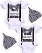 twin boys newborn matching outfit set - "we have arrived" bodysuits and rompers logo