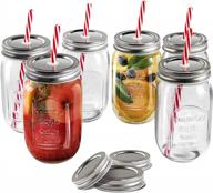 6-pack 16oz mastertop mason jar cups with 3 extra free sealing lids - 100% recycled bottles & straws for holiday crafts, favors and home decor logo