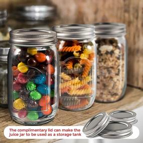 img 2 attached to 6-Pack 16Oz MASTERTOP Mason Jar Cups With 3 Extra Free Sealing Lids - 100% Recycled Bottles & Straws For Holiday Crafts, Favors And Home Decor