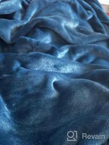 img 5 attached to Уютное флисовое одеяло из микроплюша для большой двуспальной кровати и дивана - 102X108 дюймов, темно-синий