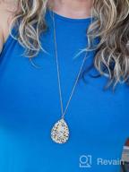 img 1 attached to 📿 Stylish Bohemian Geometric Stone Pendant Necklace - Hexagon Charm, Raw Druzy Marble Quartz - RIAH FASHION review by Alfred Friedrich