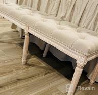 img 1 attached to 🪑 Rustic Beige Upholstered Entryway Bench with Carved Pattern, Kmax Ottoman Bench, featuring Rustic White Brushed Rubber Wood Legs review by Craig Sexton