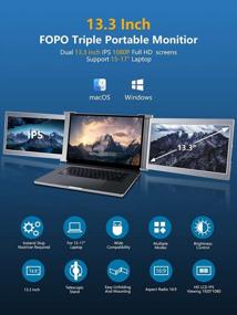 img 3 attached to FOPO Triple Portable Monitor Laptop 13.3 inch (1920X1080P, 60Hz) with Blue Light Filter - S16-KD1