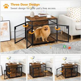 img 2 attached to 🐶 HOOBRO Dog Crate Furniture, Wooden Dog Crate, 3-Door Indoor Dog Kennel, Decorative Mesh Pet Crate End Table for Medium/Small Dog, Chew-Resistant Dog House in Rustic Brown and Black - BF63GW03
