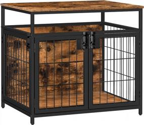 img 4 attached to 🐶 HOOBRO Dog Crate Furniture, Wooden Dog Crate, 3-Door Indoor Dog Kennel, Decorative Mesh Pet Crate End Table for Medium/Small Dog, Chew-Resistant Dog House in Rustic Brown and Black - BF63GW03