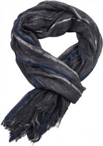img 4 attached to Stylish And Comfortable Men'S Lightweight Cotton-Linen Scarf With Double Color Design