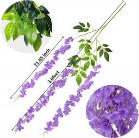 img 3 attached to 12 Pack Artificial Wisteria Hanging Flowers, 3.6 Feet Fake Wisteria Vine Rattan String For Home Office Wedding Wall Garden Outdoor Party Decoration (Purple)