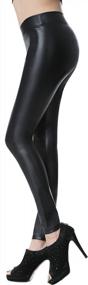img 4 attached to Everbellus Sexy Black Faux Leather Leggings For Women Fashion Pants