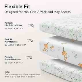 img 2 attached to Besrey 2-Pack Fitted Sheets For Mini Cribs, Pack 'N Plays & Portable Playard Mattresses - Flora Plant Style Design For Boys & Girls. Includes Handy Storage Bag.