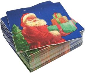 img 4 attached to 🎅 Christmas Party Napkins: Santa Claus Design, 6.5 x 6.5 Inches, 100 Pack