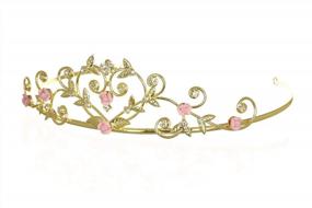 img 1 attached to Rose Flower Rhinestone Crystal Wedding Tiara Crown - Pink Roses Gold Plating