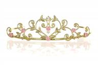 rose flower rhinestone crystal wedding tiara crown - pink roses gold plating logo