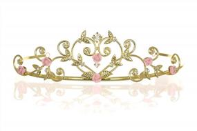 img 3 attached to Rose Flower Rhinestone Crystal Wedding Tiara Crown - Pink Roses Gold Plating