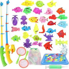 img 4 attached to 🎣 Carevon Magnetic Fishing Toys for Kids 4-8, Fishing Game Pool Toys for Kiddie Pool 3-4 Years, Magnetic Fishing for Bathtub Fun or Water Table