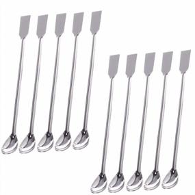 img 4 attached to 10-Pack Of Stainless Steel Lab Spoon Spatula With Dual Functionality For Sampling And Mixing In Laboratory Settings - TIHOOD