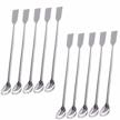 10-pack of stainless steel lab spoon spatula with dual functionality for sampling and mixing in laboratory settings - tihood logo