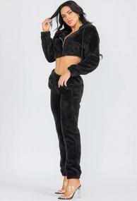 img 3 attached to A2Y Women'S Sexy Sherpa Furry 2 Pieces Sets Crop Zipper Jacket And Long Pants