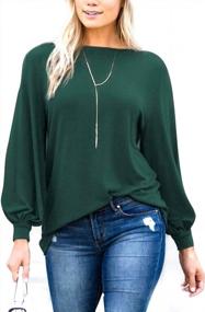 img 4 attached to Bishop Sleeve Boat Neck Tunic Tops: Womens Casual Blouse For Chic Comfort And Style
