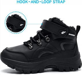 img 3 attached to Оставайтесь в тепле и сухости с водонепроницаемыми зимними ботинками Quseek Kids — доступны в черном цвете, размеры Little Kid/Big Kid 10–5,5
