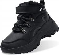 оставайтесь в тепле и сухости с водонепроницаемыми зимними ботинками quseek kids — доступны в черном цвете, размеры little kid/big kid 10–5,5 логотип