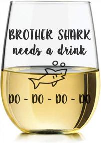 img 3 attached to Libbey Stemless Wine Glass With Funny Saying For Brother Shark - Perfect Gift For Him On Birthday, Christmas, Or Any Occasion