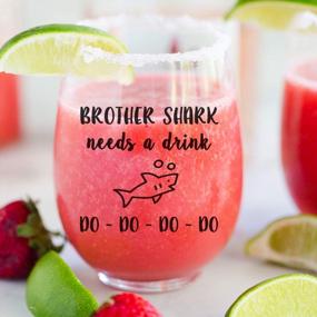 img 1 attached to Libbey Stemless Wine Glass With Funny Saying For Brother Shark - Perfect Gift For Him On Birthday, Christmas, Or Any Occasion