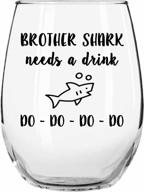 libbey stemless wine glass with funny saying for brother shark - perfect gift for him on birthday, christmas, or any occasion logo